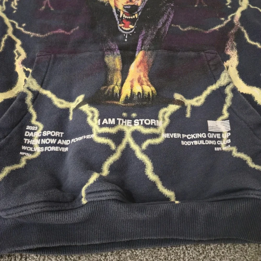 Rare Darc Sport Wolves Club I Am The Storm Lightning AOP Hoodie Size XL 608/1000 - Picture 3 of 9